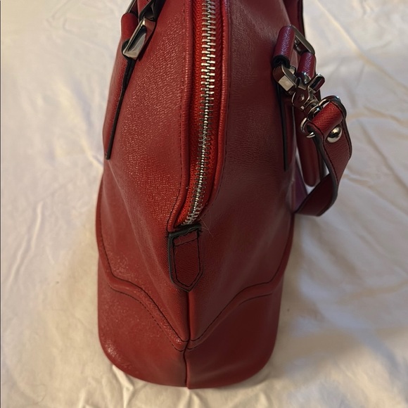 London Fog Red Satchel Bag with Silver Hardware - Picture 5 of 10